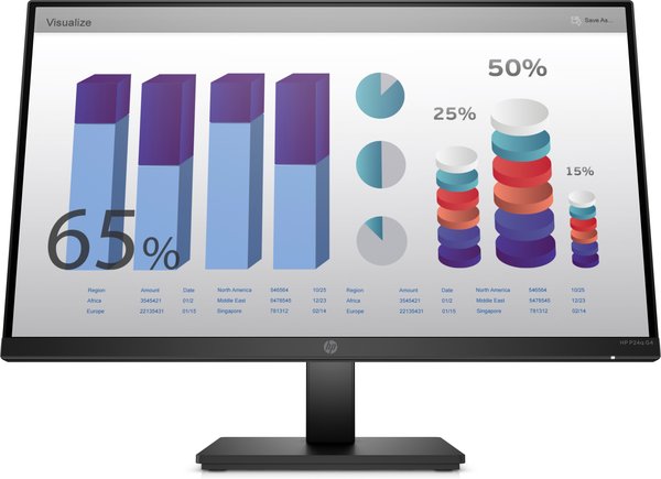 Монитор 23.8" HP P24q G4 IPS 2560x1440, 60 Гц, 5 мс, 16:9, 250 кд/м2, 1xHDMI, 1xVGA, черный.