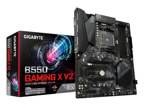 Материнская плата Gigabyte B550 GAMING X V2, AM4, AMD B550, 4xDDR4, 4xSATA, 2xM.2, 1xPCI-E 4.0 x16, 1xPCI-E 3.0 x2, 1xHDMI, 1xDVI-D, 1x 1Gb LAN, 1xUSB 3.2 Gen 2, 3xUSB 3.2 Gen 1, 2xUSB 2.0, 3x3.5 мм, 7.1, Standard-ATX