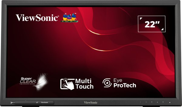 Монитор 21.5" ViewSonic TD2223 VA 1920x1080, 75 Гц, 6.5 мс, 16:9, 250 кд/м², VGA, DVI-D, HDMI 1.4, DP, USB Hub (2×USB 2.0), 3.5 Jack, аудиовход, динамики (2×2 Вт), сенсорный экран (IR Touch), черный