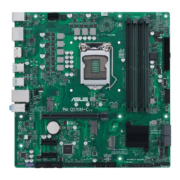 Материнская плата ASUS Pro Q570M-C/CSM, LGA1200, Intel Q570, 4xDDR4, 6xSATA, 2xM.2, 1xPCIe 4.0/3.0 x16, 2xPCIe 3.0 x1, 2xDisplayPort, 1xHDMI, 1x 1Gb LAN, 4xUSB 3.2 Gen 2 (Type-A), 2xUSB 2.0 (Type-A), 3x3.5 мм, 7.1, mATX