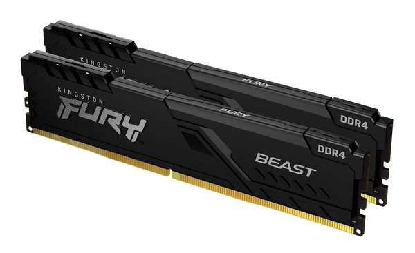 Оперативная память Kingston Fury Beast, DDR4, 32GB (2x16GB), 3200MHz, CL16, DIMM, с радиатором, черный