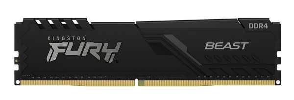 Оперативная память Kingston Fury Beast, DDR4, 32GB (1x32GB), 3600MHz, CL18, DIMM, с радиатором, черный