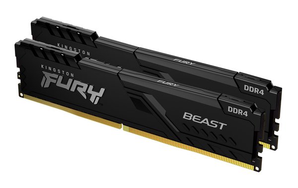 Оперативная память Kingston Fury Beast, DDR4, 64GB (2x32GB), 3600MHz, CL18, DIMM, с радиатором, черный