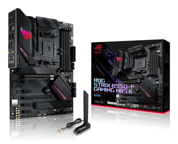 Материнская плата ASUS ROG STRIX B550-F GAMING WIFI II, AM4, AMD B550, 4xDDR4, 6xSATA, 2xM.2, 1xPCIe 3.0 x4, 1xPCIe 4.0 x16, 3xPCIe x1, 1xDP, 1xHDMI, 1x 2.5Gb LAN, 1xUSB-A 3.2 Gen 2, 2xUSB-A 3.2 Gen 1, 1xUSB-C 3.2 Gen 2, 5x3.5 мм, 7.1, ATX