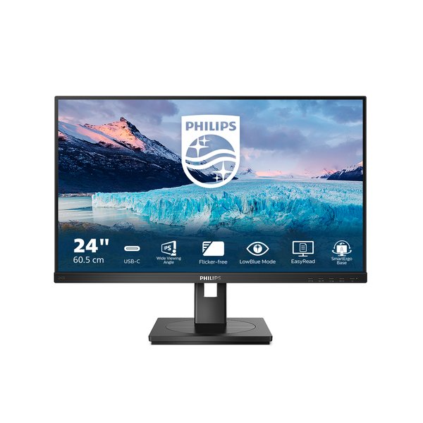 Монитор 23.8" PHILIPS 243S1/00 Black с поворотом экрана (IPS, 1920x1080, 75Hz, 4 ms, 178°/178°, 250 cd/m, 50M:1