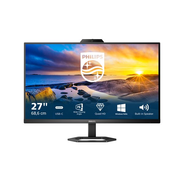 Монитор 27" Philips 27E1N5600HE IPS 2560x1440, 75 Гц, 1 мс, 16:9, 300 кд/м², HDMI 1.4, DP 1.2, USB-C, 3xUSB 3.0, 3.5 Jack, динамики (2x3 Вт), FreeSync, регулировка по высоте, черный