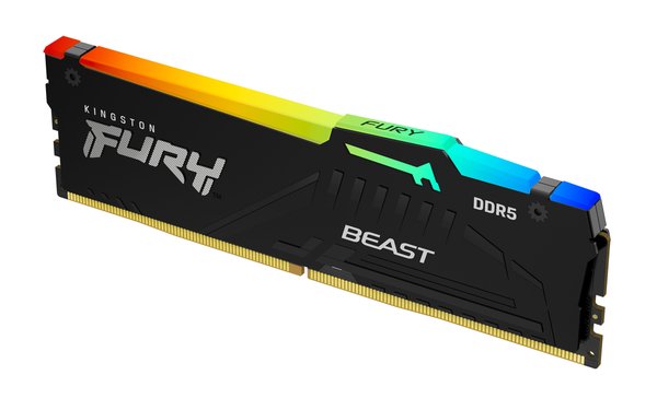 Оперативная память Kingston Fury Beast, DDR5, 8GB (1x8GB), 5600MHz, CL40, DIMM, с радиатором, RGB, черный
