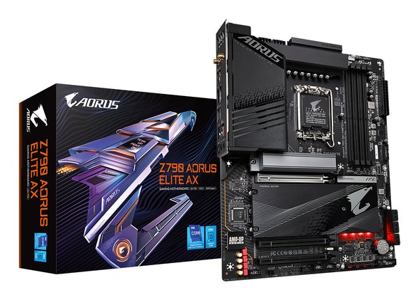 Материнская плата Gigabyte Z790 AORUS ELITE AX, LGA 1700, Intel Z790, 4xDDR5, 6xSATA, 4xM.2, 1xPCI-E 5.0 x16, 1xPCI-E 3.0 x4, 1xDP, 1xHDMI, 1x 2.5Gb LAN, 2xUSB-A 2.0, 3xUSB-A 3.2 Gen 1, 2xUSB-A 3.2 Gen 2, 1xUSB-C 3.2 Gen 2x2, 7.1, ATX