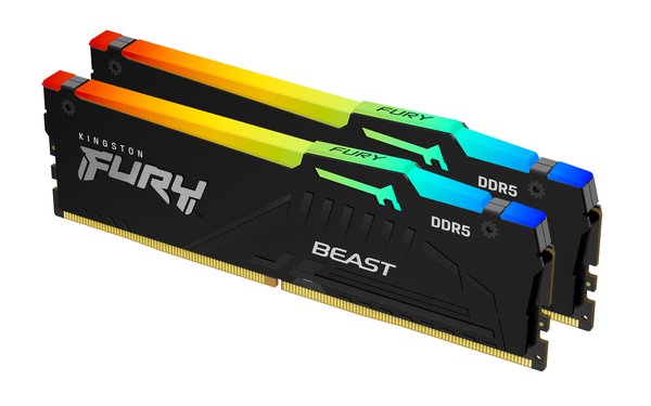 Оперативная память Kingston Fury Beast, DDR5, 16Gb (2x8GB), 5600MHz, CL40, DIMM, с радиаторами, RGB, черный
