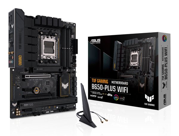 Материнская плата ASUS TUF GAMING B650-PLUS WIFI, AM5, AMD B650, 4xDDR5, 4xSATA, 3xM.2, 1xPCI-E 4.0 x16, 1xPCI-E 4.0 x4, 2xPCI-E x1, 1xHDMI, 1xDP, 1x 2.5Gb LAN, 2xUSB-A 3.2 Gen 2, 4xUSB-A 2.0, 1xUSB-C 3.2 Gen 2, 5x3.5 мм, 7.1, ATX