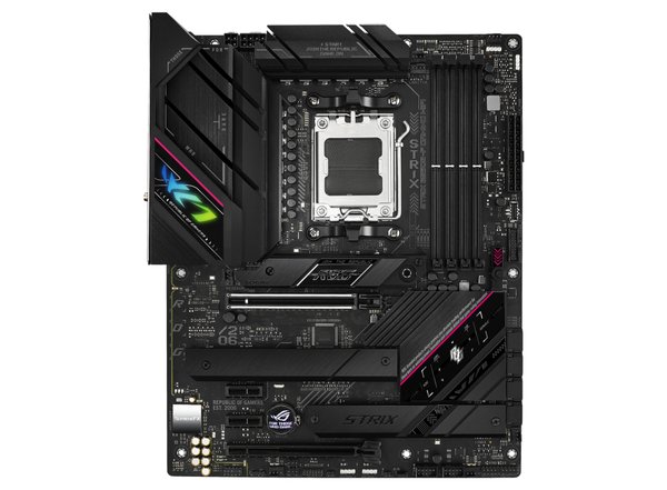 Материнская плата ASUS ROG STRIX B650E-F GAMING WIFI, AM5, AMD B650, 4xDDR5, 4xSATA, 3xM.2, 1xPCI-E 5.0 x16, 1xPCI-E 4.0 x4, 2xPCI-E x1, 1xHDMI, 1xDP, 1x 2.5Gb LAN, 4xUSB-A 2.0, 4xUSB-A 3.2 Gen 1, 2xUSB-A 3.2 Gen 2, 1xUSB-C 3.2 Gen 2, 1xUSB-C 3.2 Gen 2x2, 5x3.5 мм, 7.1, ATX