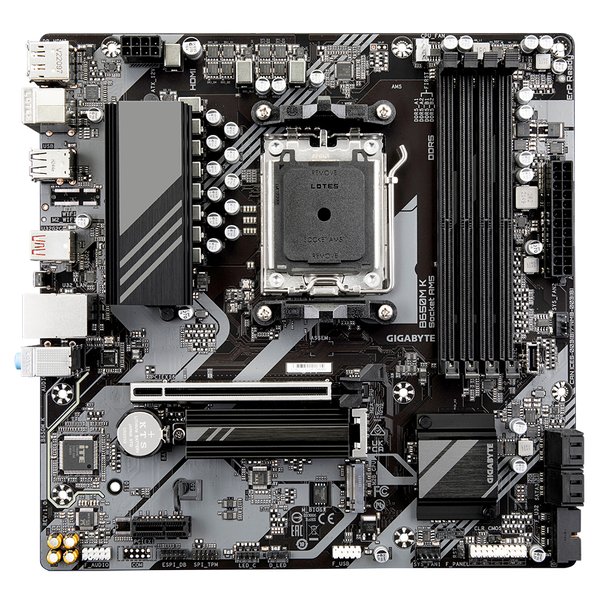 Материнская плата GIGABYTE B650M K, AM5, AMD B650, 4xDDR5, 4xSATA, 2xM.2, 1xPCIe 4.0 x16, 1xPCIe x1, 1xHDMI, 1xDP, 1x2.5Gb LAN, 1xUSB 3.2 Gen 2, 2xUSB 3.2 Gen 1, 4xUSB 2.0, 3x3.5 мм, 7.1, micro-ATX