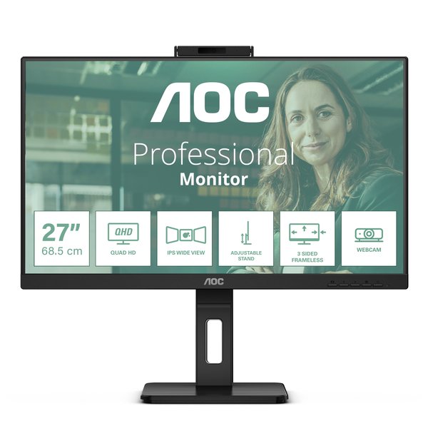 Монитор 27" AOC Q27P3QW IPS 2560x1440, 75 Гц, 4 мс, 16:9, 350 кд/м2, 1xHDMI, 1хDP, черный