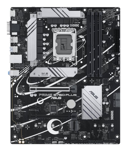 Материнская плата ASUS PRIME B760-PLUS, LGA 1700, Intel B760, 4xDDR5, 4xSATA, 3xM.2, 1xPCIe 4.0 x4, 1xPCIe 5.0 x16, 2xPCIe x1, 1xDP, 1xHDMI, 1xVGA, 2xUSB-A 3.2 Gen 2, 1xUSB-C 3.2 Gen 2x2, 1x 2.5Gb LAN, 3x3.5 мм, 7.1, ATX