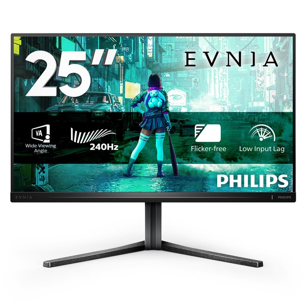 Монитор 24.5" Philips 25M2N3200W EVNIA 3000 VA 1920x1080, 240 Гц, 0.5 мс, 16:9, 300 кд/м2, 2xHDMI, 1хDP, 1x3.5 мм, серый