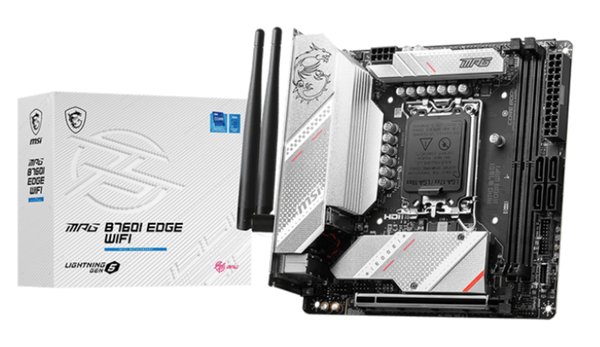 Материнская плата MSI MPG B760I EDGE WIFI, LGA 1700, Intel B760, 2xDDR5, 4xSATA, 2xM.2, 1xPCIe 5.0 x16, 1xHDMI, 1xDP, 1x 2.5Gb LAN, 4xUSB-A 3.2 Gen 1, 1xUSB-A 3.2 Gen 2, 2xUSB-A 2.0, 1xUSB-C 3.2 Gen 2, 3x3.5 мм, 7.1, Mini-ITX
