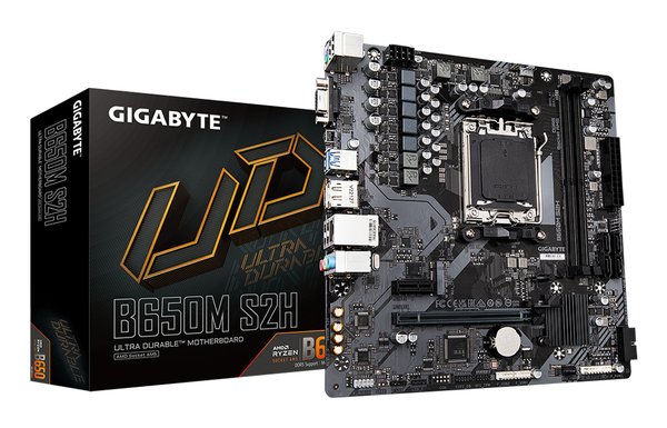 Материнская плата Gigabyte B650M S2H (V1.2/V1.4), AM5, AMD B650, 2xDDR5, 4xSATA, 1xM.2, 1xPCI-E 4.0 x16, 3xUSB-A 3.2 Gen 1, 1xUSB-C 3.2 Gen 1, 1x 1Gb LAN, 3x3.5 мм, 7.1, Micro-ATX