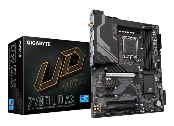 Материнская плата Gigabyte Z790 UD AX (V1.1/V1.2), LGA 1700, Intel Z790, 4xDDR5, 6xSATA, 3xM.2, 1xPCIe 5.0 x16, 1xPCIe 4.0 x4, 1xPCIe 3.0 x1, 1xHDMI, 1xDP, 1x 2.5Gb LAN, 4xUSB-A 2.0, 4xUSB-A 3.2 Gen 1, 1xUSB-A 3.2 Gen 2, 1xUSB-C 3.2 Gen 2x2, 7.1, ATX