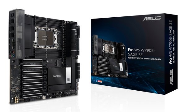 Материнская плата ASUS Pro WS W790E-SAGE SE, LGA4677, Intel W790, 8xDDR5 (ECC), 3xM.2, 2xSlimSAS, 8xSATA, 7xPCIe 5.0, 2x10Gb LAN, 1xUSB 3.2 Gen 2x2 (Type-C), 5xUSB 3.2 Gen 2 (Type-A + Type-C), 2xUSB 2.0, 5x3.5 мм, 7.1, EATX