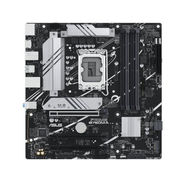 Материнская плата ASUS PRIME B760M-A-CSM, Socket LGA 1700, Intel B760, 4xDDR5, 4xSATA, 2xM.2, 1xPCIe 4.0 x16, 1xPCIe 4.0 x4, 2xHDMI, 1xDP, 1x 2.5Gb LAN, 2xUSB-A 3.1, 4xUSB-A 2.0, 3x3.5 мм, 7.1, mATX