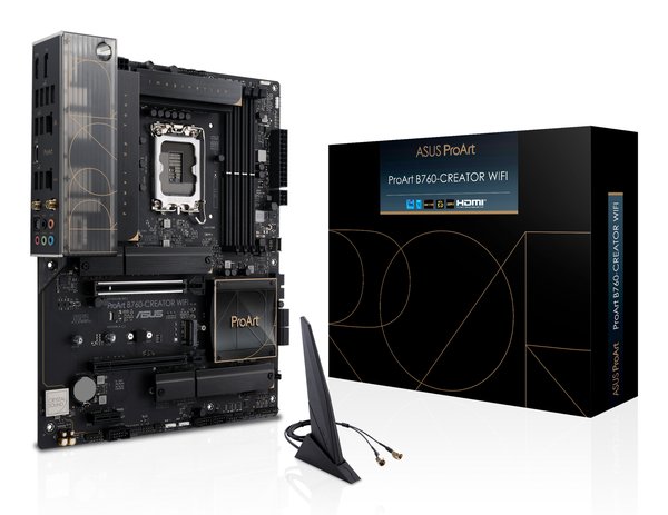 Материнская плата ASUS ProArt B760-CREATOR WIFI, LGA 1700, Intel B760, 4xDDR5, 4xSATA, 3xM.2, 1xPCI-E 5.0 x16, 1xPCI-E 4.0 x4, 1xDP, 1xHDMI, 2x2.5Gb LAN, 4xUSB-A, 1xUSB-C, 5x3.5 мм, 7.1, Standard-ATX