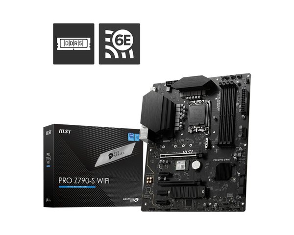 Материнская плата MSI PRO Z790-S WIFI, LGA 1700, ATX, 4xDDR5, 1xPCIe 5.0 x16, 4xM.2, 4xSATA, 1xHDMI, 1xDP, 2.5 Gigabit Ethernet, 7.1 аудио
