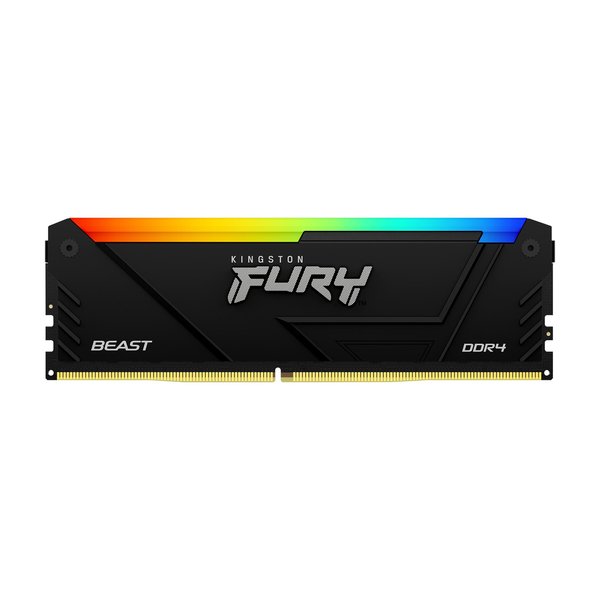 Оперативная память Kingston Fury Beast, DDR4, 16GB (1x16GB), 3600MHz, CL18, DIMM, с радиатором, RGB, черный