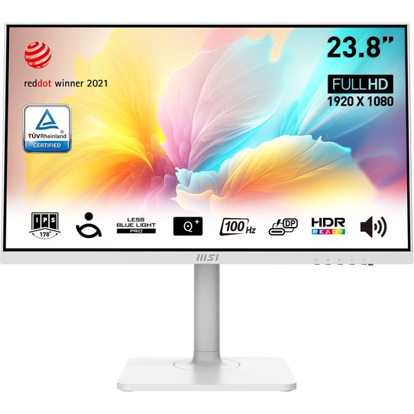 Монитор 23.8" MSI Modern MD2412PW IPS 1920x1080, 100 Гц, 4 мс, 16:9, 300 кд/м2, 1xHDMI, 1xUSB-C, 1x3.5 мм, белый