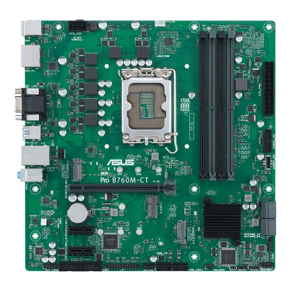 Материнская плата ASUS Pro B760M-CT-CSM, LGA1700, Intel B760, 4xDDR5, 4xSATA, 2xM.2, 1xPCIe x16, 2xPCIe x1, 2xDP, 1xHDMI, 1xVGA, 1x1Gb LAN, 2xUSB-A 5Gbps, 2xUSB-A 2.0, 3x3.5 мм, 7.1, mATX
