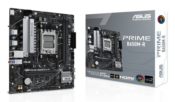 Материнская плата ASUS PRIME B650M-R, Socket AM5, AMD B650, 2xDDR5, 4xSATA, 2xM.2, 1xPCIe 4.0 x16, 1xPCIe x1, 1xHDMI, 1x 2.5Gb LAN, 2xUSB-A 3.2 Gen 1, 4xUSB-A 2.0, 3x3.5 мм, 7.1, mATX