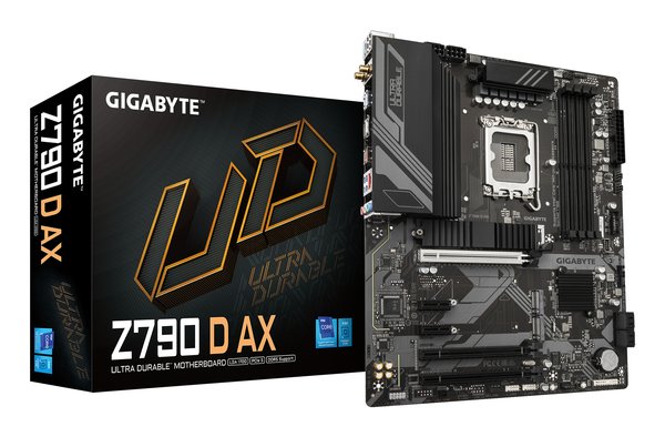 Материнская плата Gigabyte Z790 D AX, LGA 1700, Intel Z790, 4xDDR5, 4xSATA, 3xM.2, 1xPCI-E 5.0 x16, 1xPCI-E 4.0 x4, 2xPCI-E 3.0 x1, 1xHDMI, 1xDP, 1x 2.5Gb LAN, 4xUSB-A 3.2 Gen 1, 1xUSB-A 3.2 Gen 2, 2xUSB-A 2.0, 1xUSB-C 3.2 Gen 2, 3x3.5 мм, 7.1, ATX