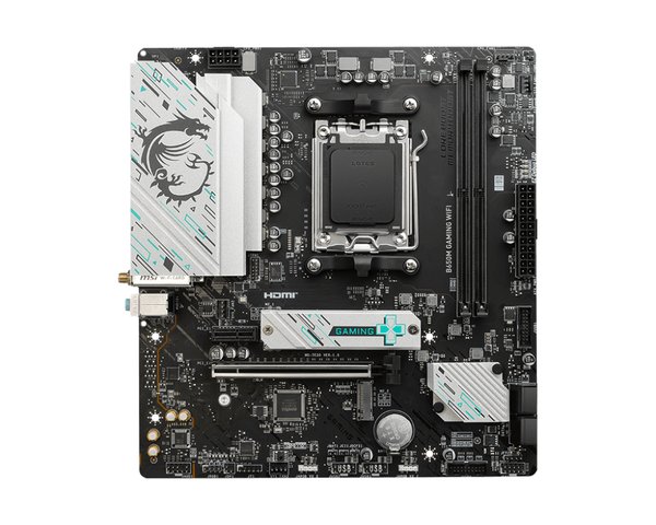 Материнская плата MSI B650M GAMING WIFI, AM5, AMD B650, 2xDDR5, 4xSATA, 2xM.2, 1xPCIe 4.0 x16, 1xPCIe 3.0 x1, 1xDP, 1xHDMI, 1x2.5Gb LAN, Wi-Fi 6E, Bluetooth 5.3, 1xUSB-C 5Gbps, 3xUSB-A 5Gbps, 2xUSB-A 2.0, 1xS/PDIF, 5x3.5 мм, 7.1, mATX