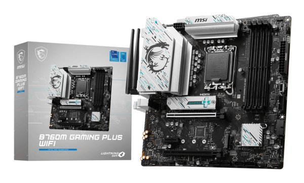 Материнская плата MSI B760M GAMING PLUS WIFI, LGA 1700, Intel B760, 4xDIMM DDR5, 4xSATA, 2xM.2, 1xPCI-E 4.0 x16, 1xPCI-E 3.0 x1, 2xHDMI, 2xDP, 1x 2.5Gb LAN, 2xUSB-A 3.2 Gen 2, 4xUSB 2.0, Micro-ATX