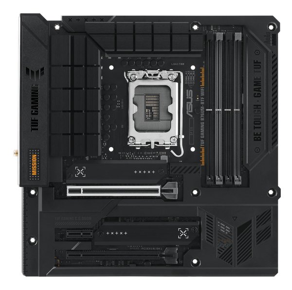 Материнская плата ASUS TUF GAMING B760M-BTF WIFI, LGA 1700, Intel B760, 4xDDR5, 4xSATA, 3xM.2, 1xPCIe 5.0 x16, 1xPCIe 4.0 x4, 1xPCIe x1, 1xDP, 1xHDMI, 1x 2.5Gb LAN, 1xUSB-A 3.2 Gen 2, 2xUSB-A 3.2 Gen 1, 4xUSB 2.0, 1xUSB-C 3.2 Gen 1, 1xUSB-C 3.2 Gen 2, 1xUSB-C 3.2 Gen 2x2, 3x3.5 мм, 7.1, mATX