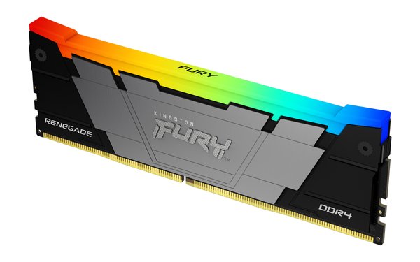 Оперативная память Kingston Fury Renegade, DDR4, 32GB (1x32GB), 3200MHz, CL16, DIMM, с радиатором, RGB, серебристый/черный