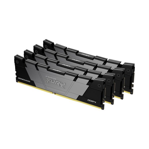 Оперативная память Kingston Fury Renegade, DDR4, 64GB (4x16GB), 3200MHz, CL16, DIMM, радиатор, черный