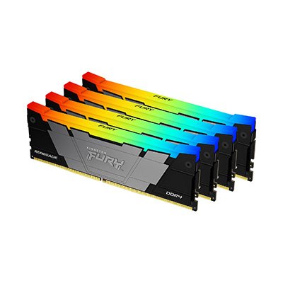 Оперативная память Kingston Fury Renegade, DDR4, 64GB (4x16GB), 3600MHz, CL16, DIMM, с радиатором, RGB, серебристый/черный