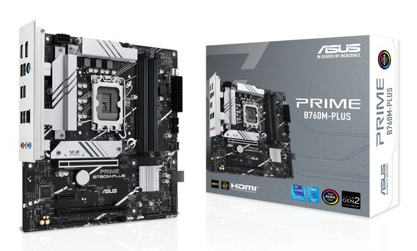 Материнская плата ASUS PRIME B760M-PLUS, LGA 1700, Intel B760, 4xDDR5, 4xSATA, 2xM.2, 1xPCIe 4.0 x4, 1xPCIe x1, 1xDP, 1xHDMI, 1x 2.5Gb LAN, 2xUSB-A 3.2 Gen 2, 4xUSB-A 2.0, 3x3.5 мм, 7.1, mATX