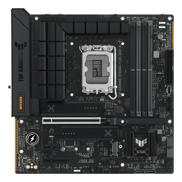 Материнская плата ASUS TUF GAMING B760M-PLUS WIFI II, LGA 1700, Intel B760, 4xDDR5, 4xSATA, 3xM.2, 1xPCIe 5.0 x16, 1xPCIe x4, 1xUSB-A 3.2 Gen 2, 2xUSB-A 3.2 Gen 1, 4xUSB 2.0, 1xUSB-C 3.2 Gen 2x2, 1x2.5Gb LAN, 5x3.5 мм, 7.1, Wi-Fi 6E, Bluetooth 5.3, mATX