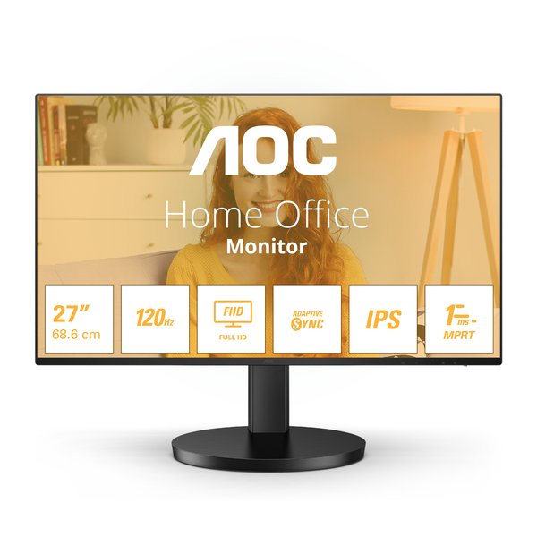 Монитор 27" AOC Basic-Line 27B3HA2 IPS 1920x1080, 100 Гц, 1 мс, 16:9, 250 кд/м2, 1xHDMI, VGA, 1x3.5 мм, черный