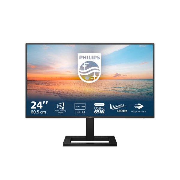 Монитор 23.8" Philips 24E1N1300AE IPS 1920x1080, 100 Гц, 4 мс, 16:9, 250 кд/м2, 1xHDMI, 1xUSB-C, 1x3.5 мм, черный