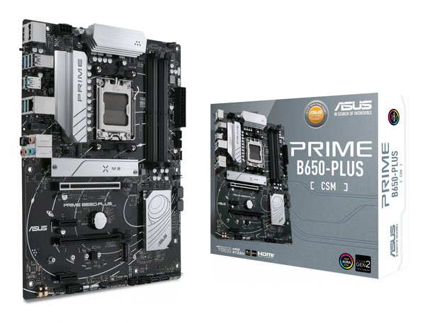 Материнская плата ASUS PRIME B650-PLUS-CSM, AM5, AMD B650, 4xDDR5, 4xSATA, 2xM.2, 1xPCIe 4.0 x16, 2xPCIe 4.0 x1, 1xDP, 1xHDMI, 1x2.5Gb LAN, 4xUSB-A 10Gbps, 2xUSB-A 5Gbps, 2xUSB-A 2.0, 5x3.5 мм, 7.1, ATX