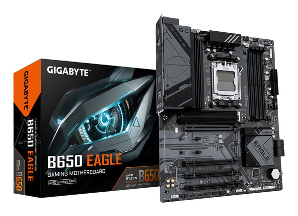 Материнская плата GIGABYTE B650 EAGLE, AM5, AMD B650, 4xDDR5, 4xSATA, 3xM.2, 1xPCI-E 4.0 x16, 1xHDMI, 1xDP, 2xUSB-C 3.2 Gen 1, 2xUSB-A 3.2 Gen 2, 6xUSB-A 2.0, 1x 1Gb LAN, 3x3.5 мм, 7.1, ATX