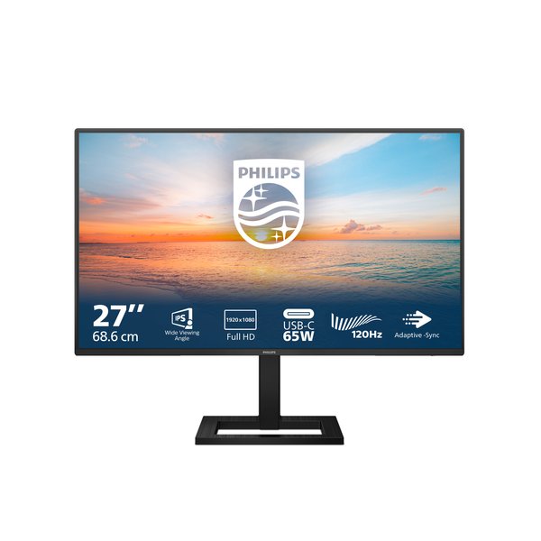 Монитор 27" Philips 27E1N1300AE IPS 1920x1080, 100 Гц, 4 мс, 16:9, 250 кд/м2, 2xHDMI, USB-C, 1x3.5 мм, черный