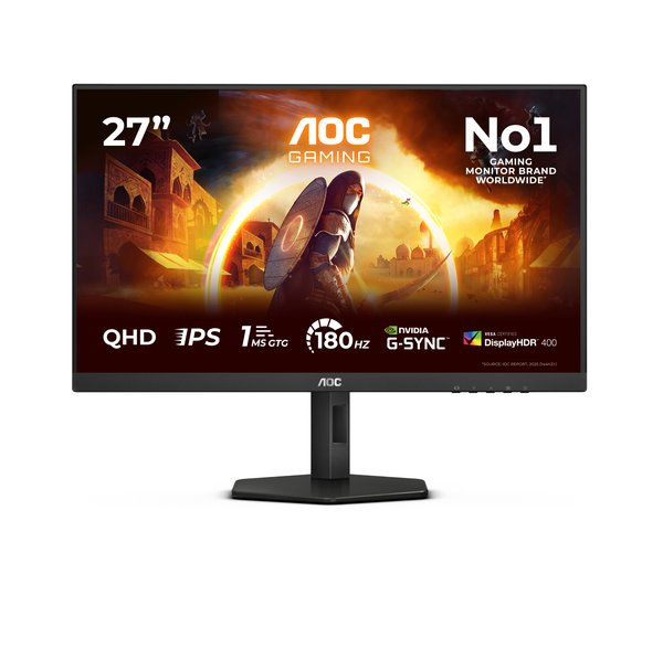 Монитор 27" AOC Q27G4X IPS 2560x1440, 180 Гц, 1 мс, 16:9, 450 кд/м², 2xHDMI, 1xDP, черный