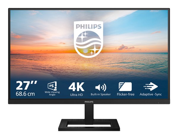 Монитор 27" Philips 27E1N1800AE IPS 3840x2160, 60 Гц, 4 мс, 16:9, 350 кд/м2, 2xHDMI, 1xDP, 1x3.5 мм, черный
