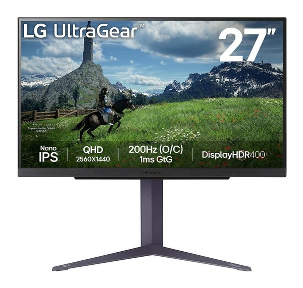 Монитор 27" LG UltraGear 27GS85Q-B IPS 2560x1440, 180 Гц, 1 мс, 16:9, 400 кд/м2, 2xHDMI, 1хDP, 1x3.5 мм, черный