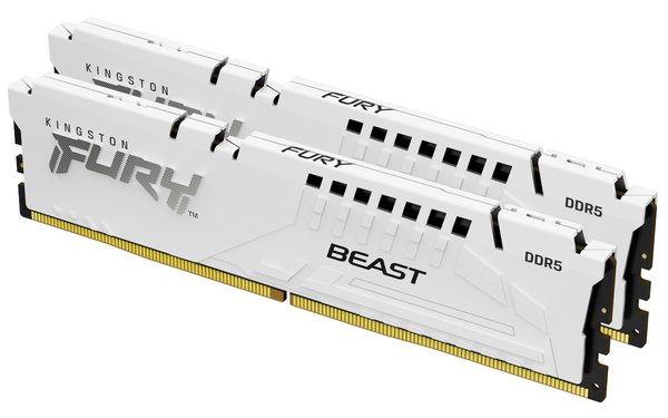 Оперативная память Kingston Fury Beast, DDR5, 32Gb (2x16GB), 6000MHz, CL36, DIMM, с радиаторами, белый
