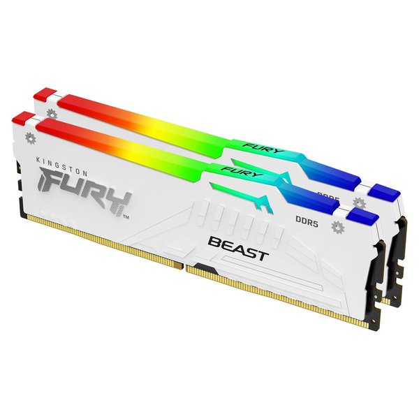 Оперативная память Kingston Fury Beast, DDR5, 32Gb (2x16Gb), 6000MHz, CL36, DIMM, с радиаторами, RGB, белый