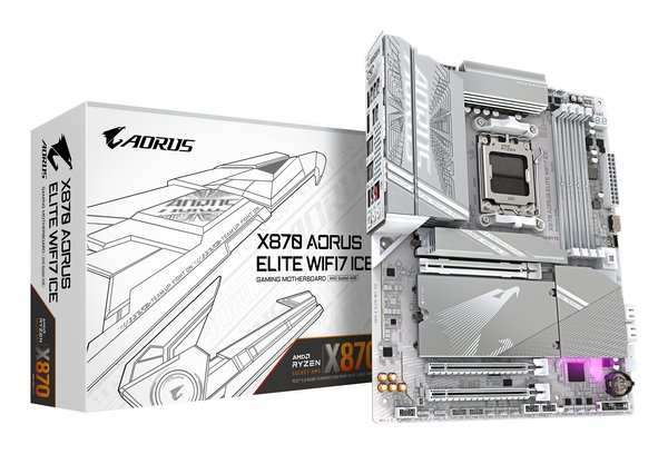 Материнская плата Gigabyte X870 A ELITE WIFI7 ICE, AM5, AMD X870, 4xDDR5, 4xSATA, 4xM.2, 1xPCI-E 5.0 x16, 1xPCI-E 4.0 x4, 1xPCI-E 3.0 x2, 1xHDMI, 1x 2.5Gb LAN, 2xUSB-C 4.0, 2xUSB 3.2 Gen 2, 4xUSB 3.2 Gen 1, 4xUSB 2.0, 2x3.5 мм, 7.1, ATX